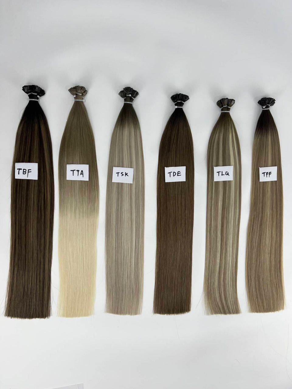 K-tip extension colour range laid out in the studio