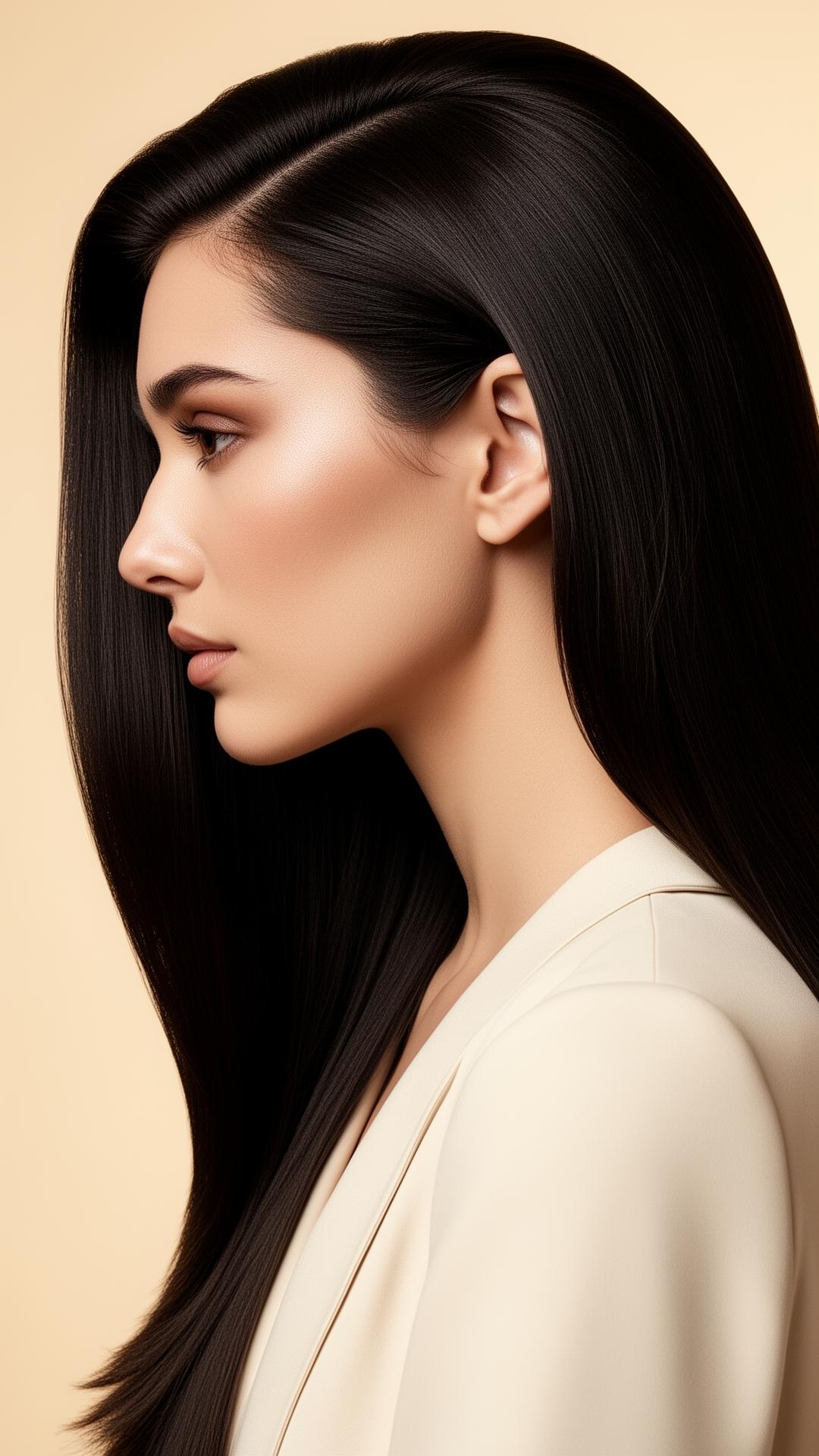 Editorial portrait of model with precision-styled hair